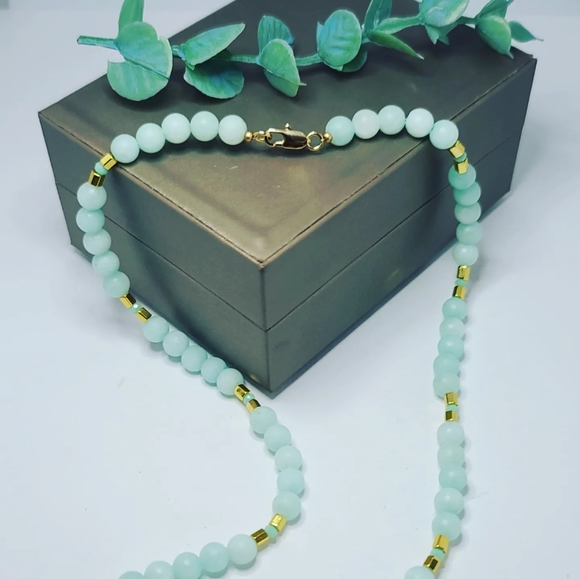 Matte Amazonite Minimalist Necklace - Picture 3 of 3